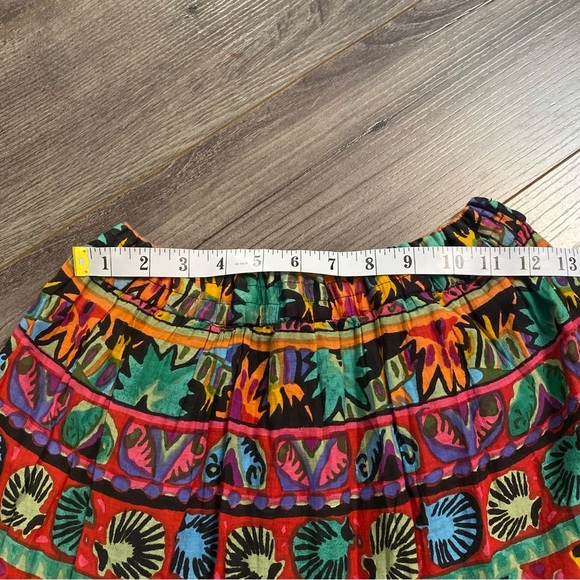 Vintage Jupe Indian maxi Skirt gauze cotton lining full circle tiered flowy - Picture 10 of 16